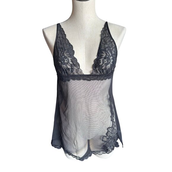 Vintage 2004 Victoria’s Secret Lace Sheer Rhinestone Slip size Medium - Picture 1 of 10
